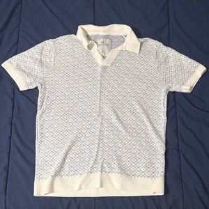 Hollister Men's White Diamond Polo Shirt